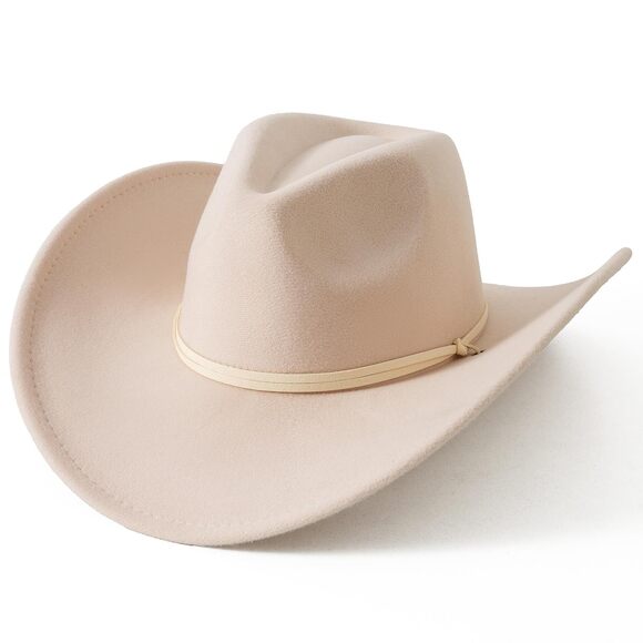 7726 Women Men Retro Felt Wide Brim Western Cowboy Cowgirl Hat Dress Up main image 4